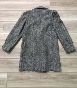Vintage 80s Herringbone Tweed Coat Womens 10 Shawl Collar Double Breasted ILGWU